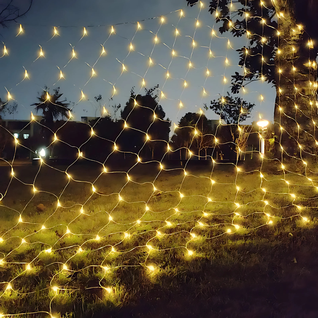 Fairy Lights 3x3m LED Net Lights, 320 LEDs, 8 Modes, Waterproof Mesh Curtain, Indoor Outdoor White