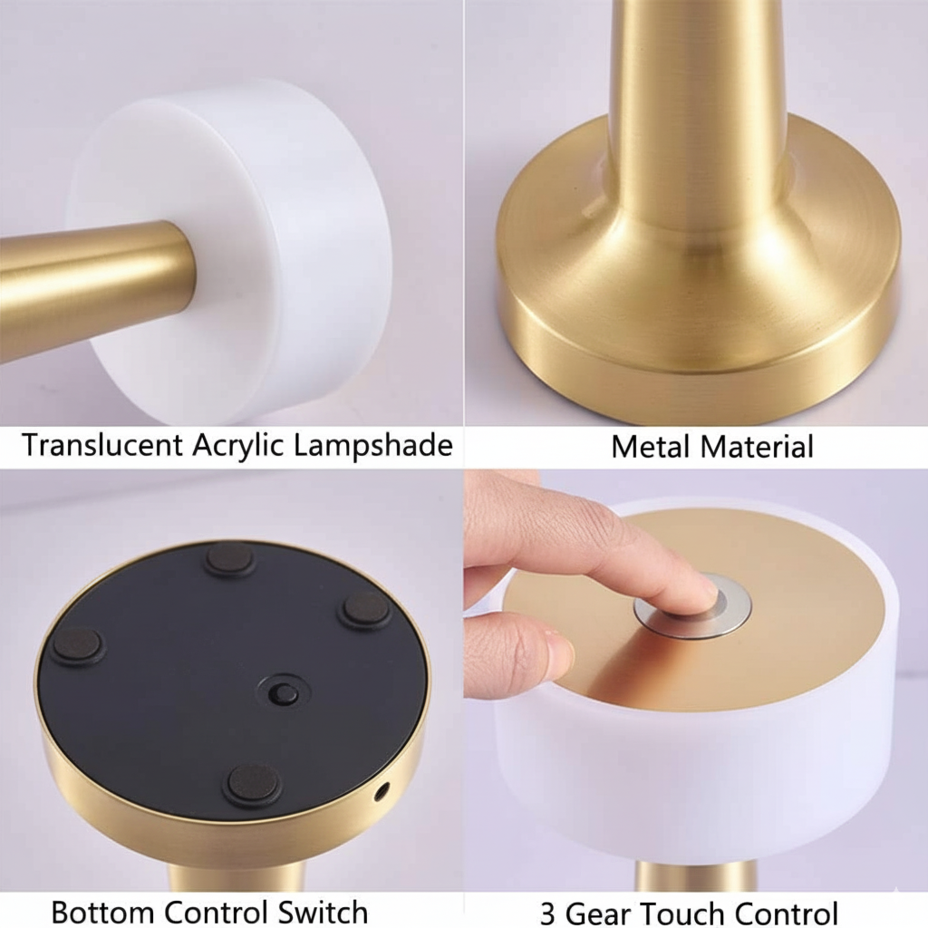 LED Touch Control Desk Lamp and Night Light - Portable 3 Colors for Bedroom, Restaurant & Bar