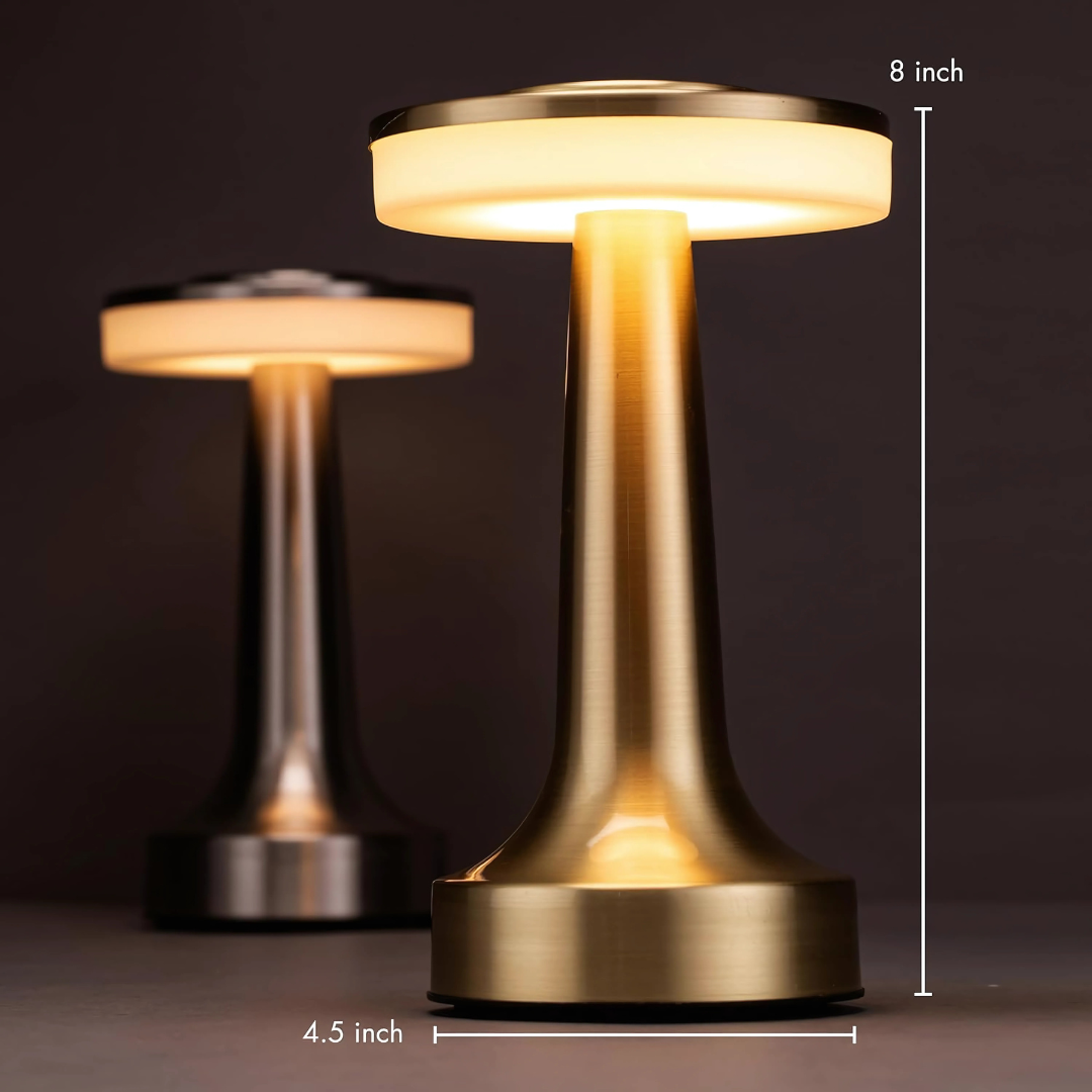 Gold Cylindrical LED Night Lamp Desk & Table Lamp for Bedroom Living Room with 3-Color Touch Control