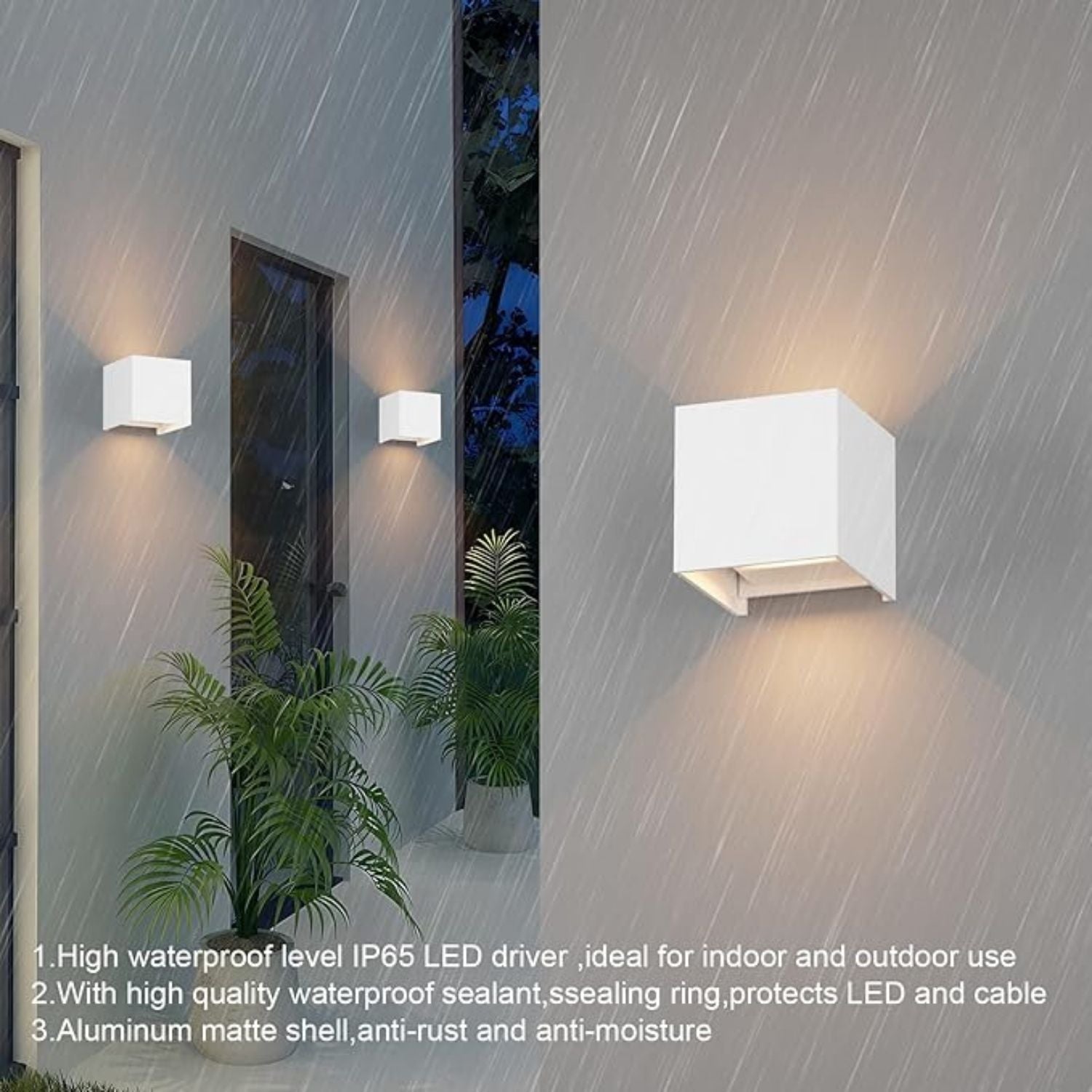 LED Aluminum Waterproof Wall Lamp,12W Black 6000K Adjustable Outdoor Garden Wall Mounted