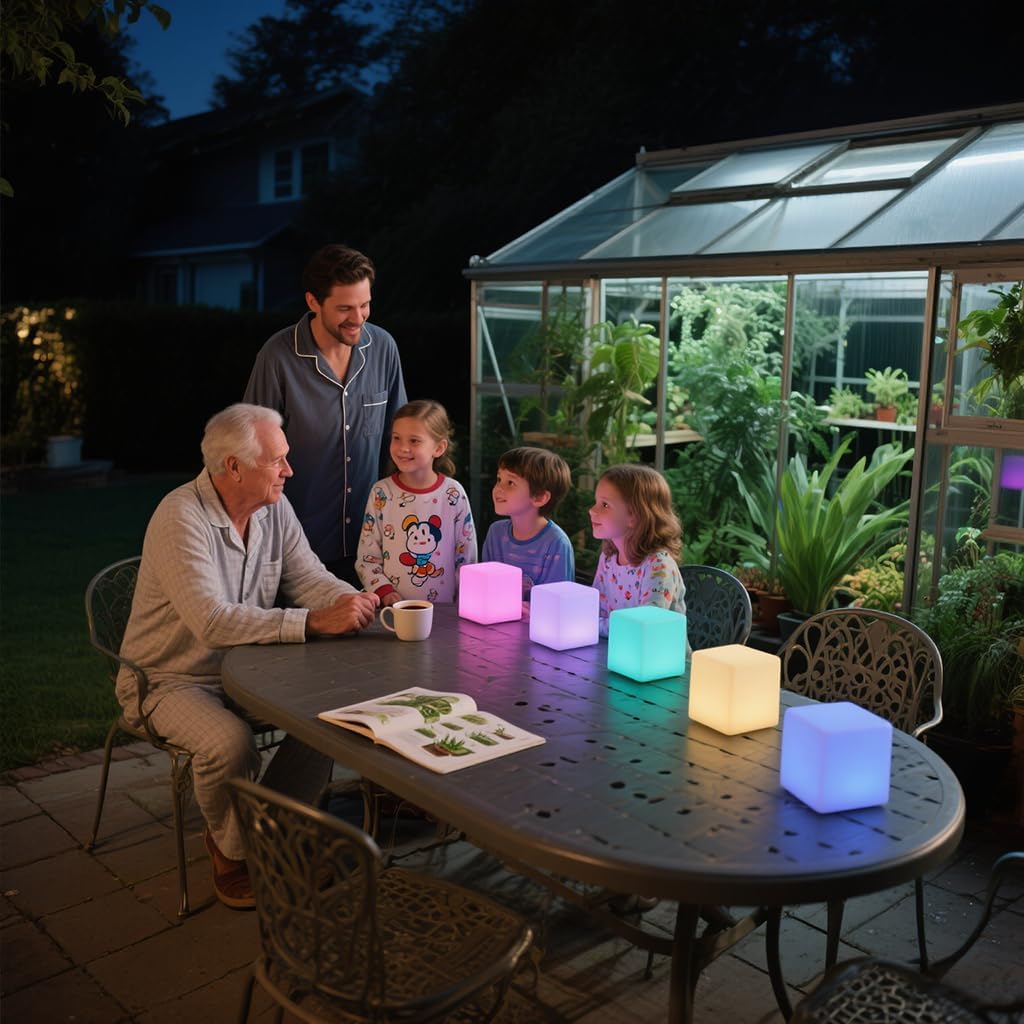 LED Cube Light – Color Changing Portable Mood Lamp, Rechargeable Night Light for Home, Bar & Party Decor