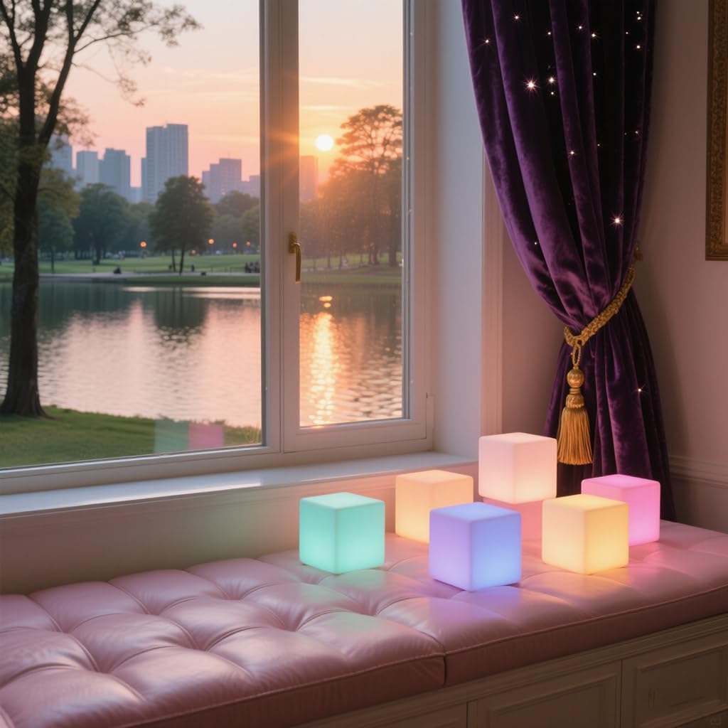 LED Cube Light – Color Changing Portable Mood Lamp, Rechargeable Night Light for Home, Bar & Party Decor