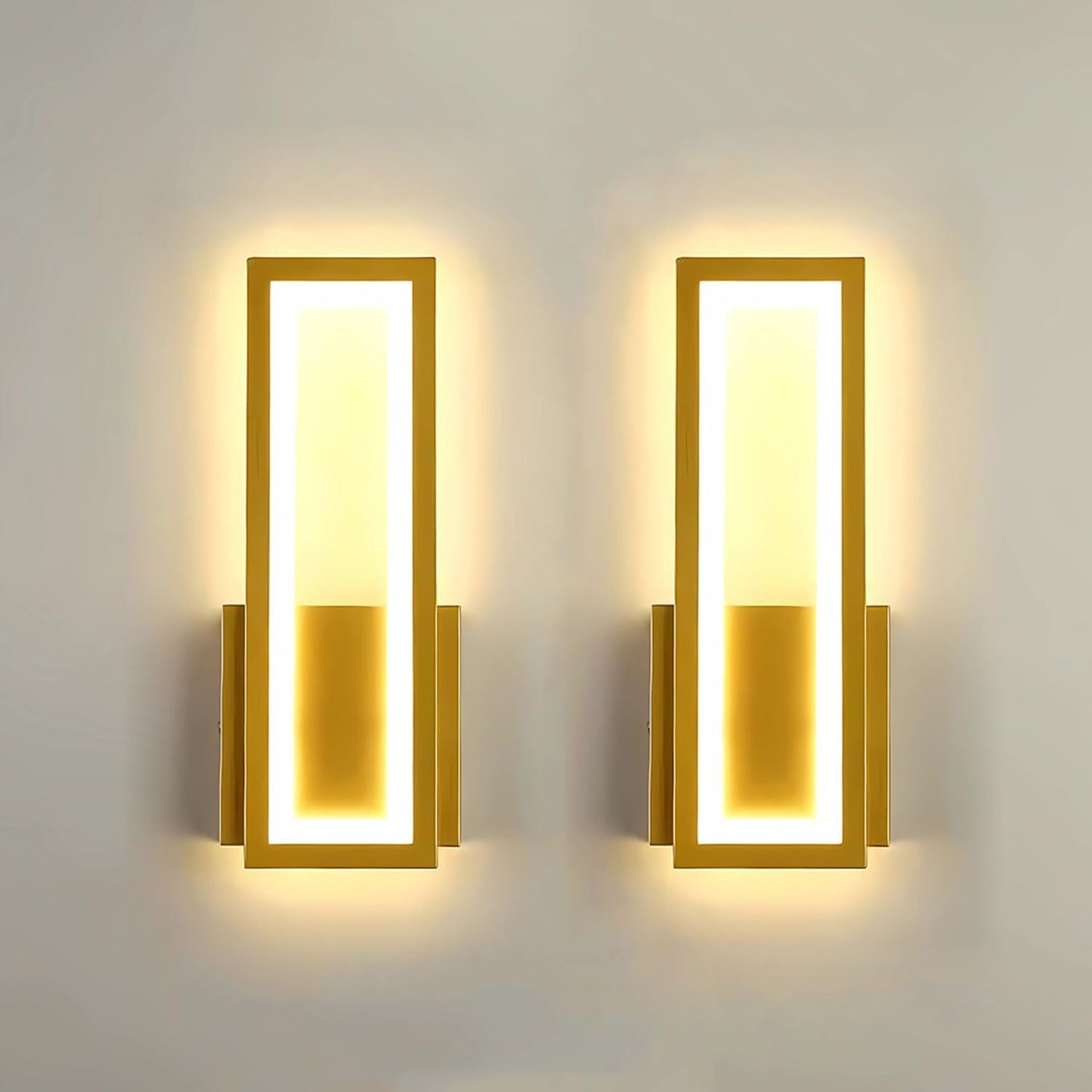 Indoor wired LED Wall Light for Bedroom, Living Room, Hallway. Modern Gold Rectangle Wall Sconces
