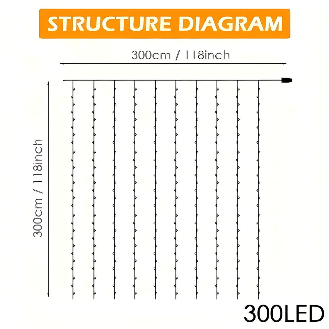 LED Curtain String Lights – 220V  for Bedroom, Boho, Decor, Wedding, Holiday Display