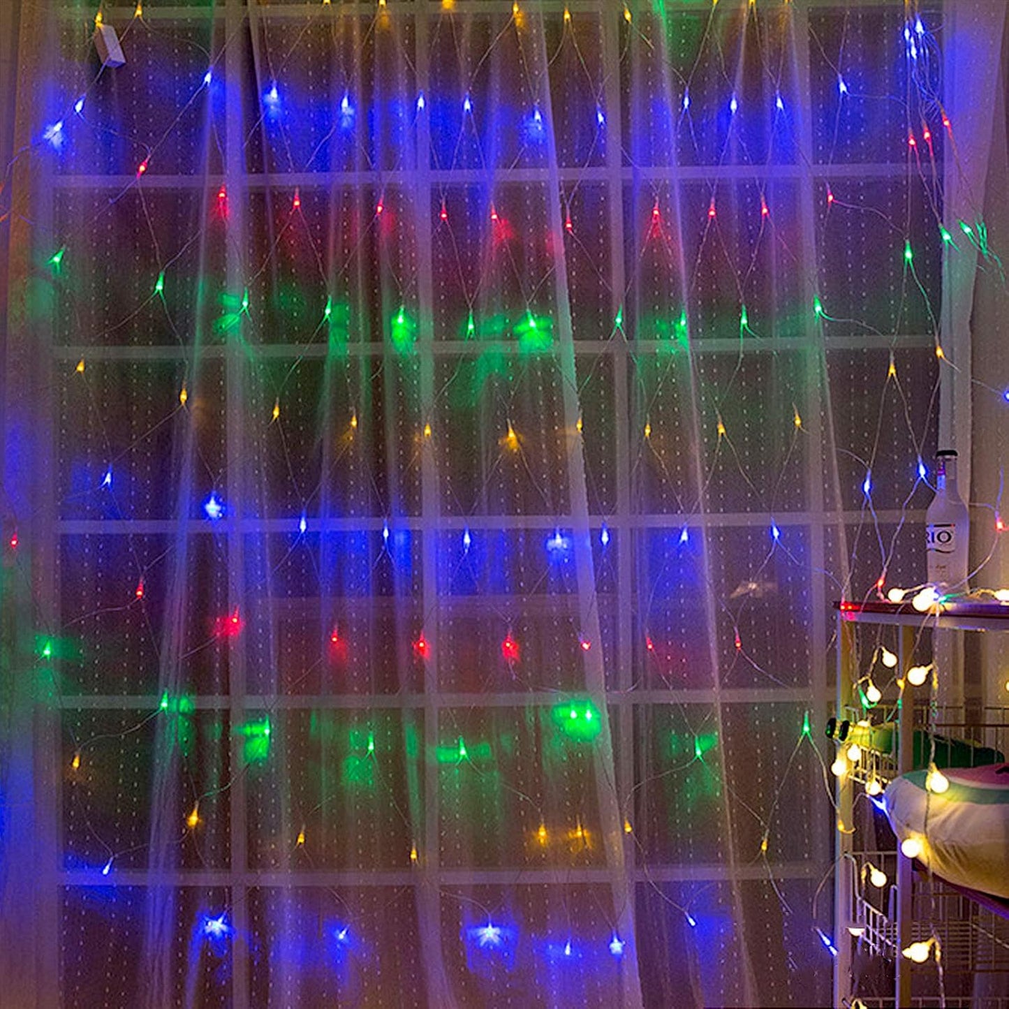 Fairy Lights 3x3m LED Net Lights, 320 LEDs, 8 Modes, Waterproof Mesh Curtain, Indoor Outdoor White