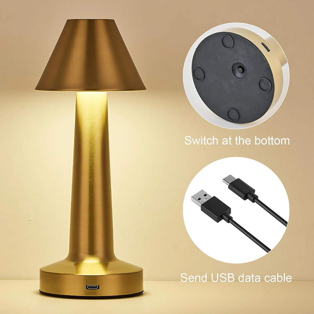 Bell Shape LED Table Lamp, Portable Cordless Night Light with 3-Level Dimmable Brightness