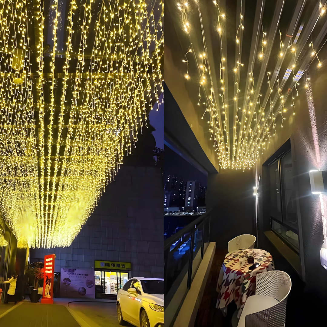 LED Fairy Waterfall String Lights, Connectable Ceiling Hanging Twinkle