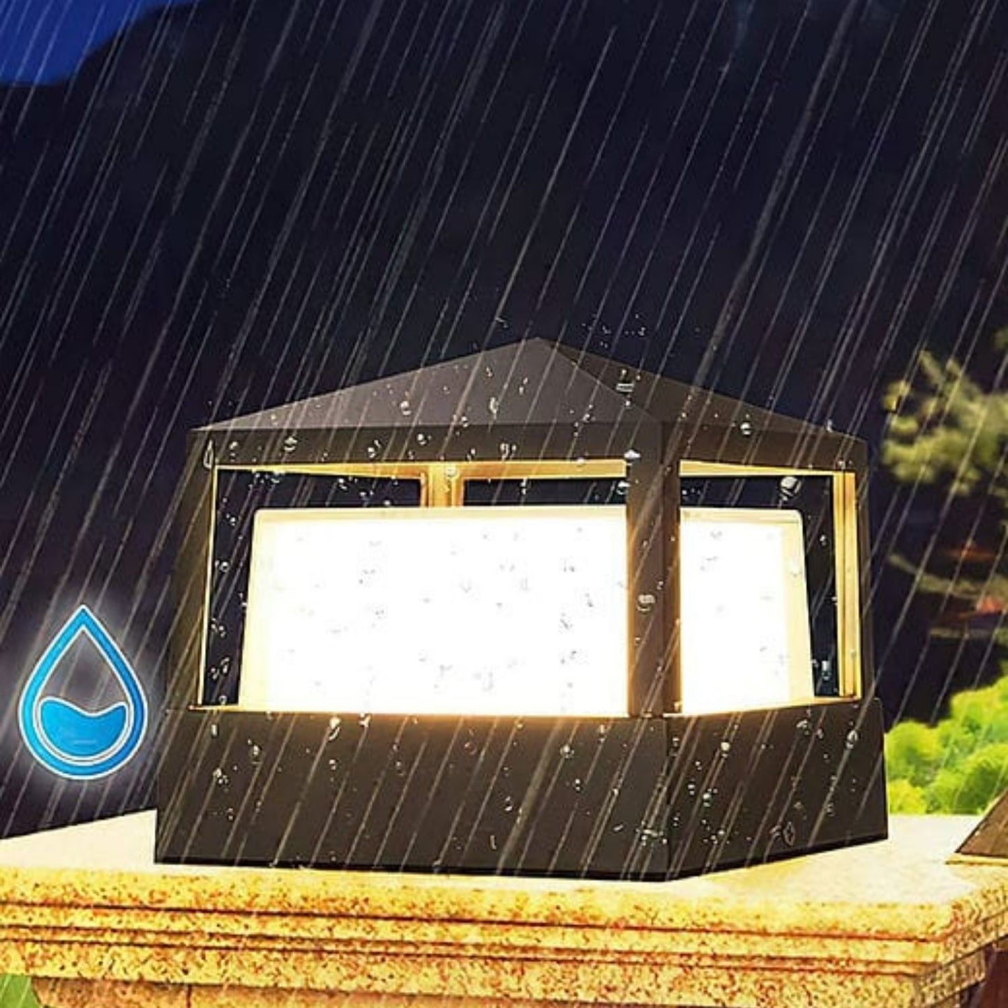 Post Lights Outdoor Garden Lights Deck Lighting Square Black LED Post Cap Lamp 20W Warm White