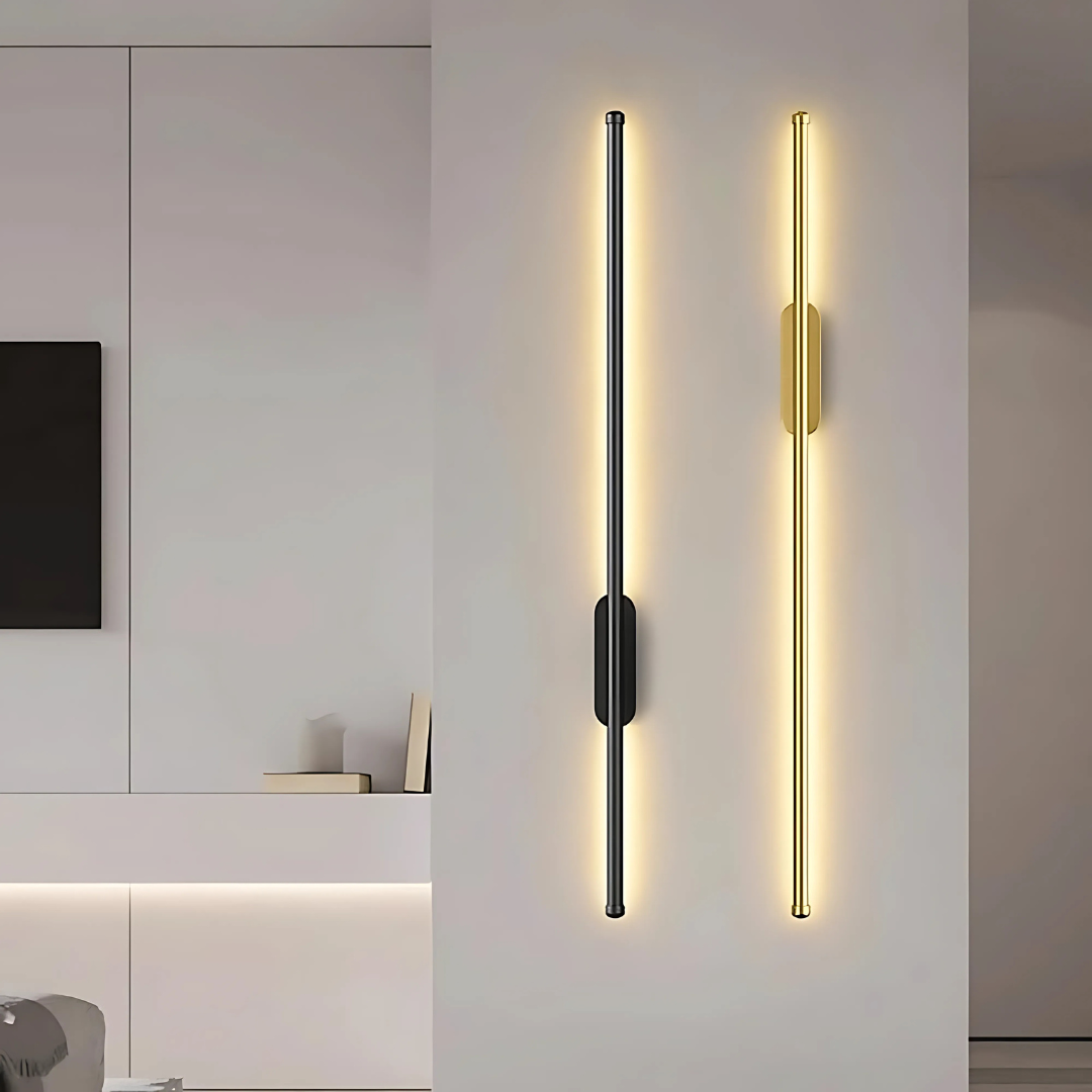 Black Modern LED Wall Sconce, Minimalist Linear Strip Lamp with 3 Color Modes for Bedroom, Hallway