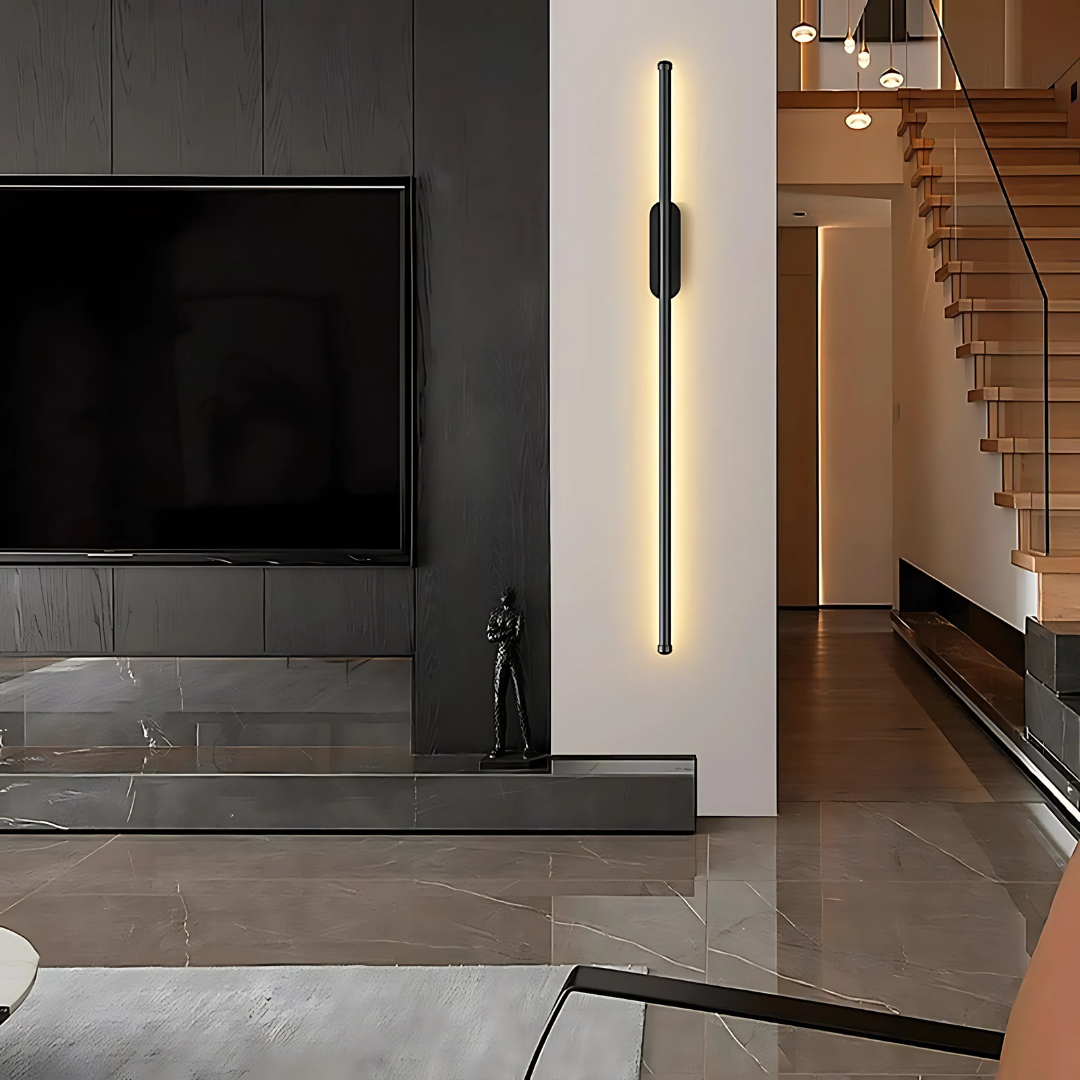 Black Modern LED Wall Sconce, Minimalist Linear Strip Lamp with 3 Color Modes for Bedroom, Hallway