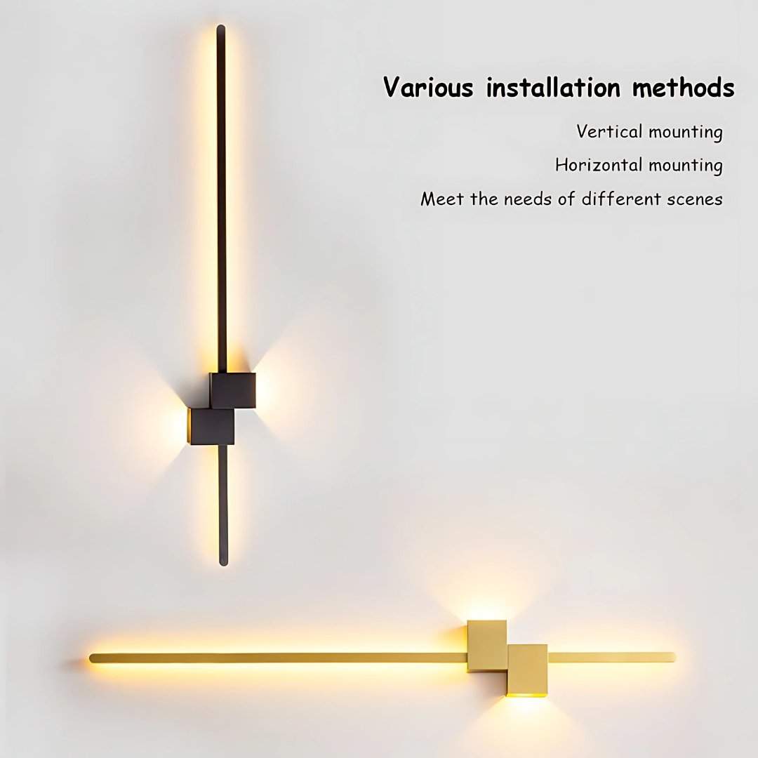 Gold Modern LED Wall Lamp Long Wall Light Fixture for Bedroom Living Room Hotel Background Decor