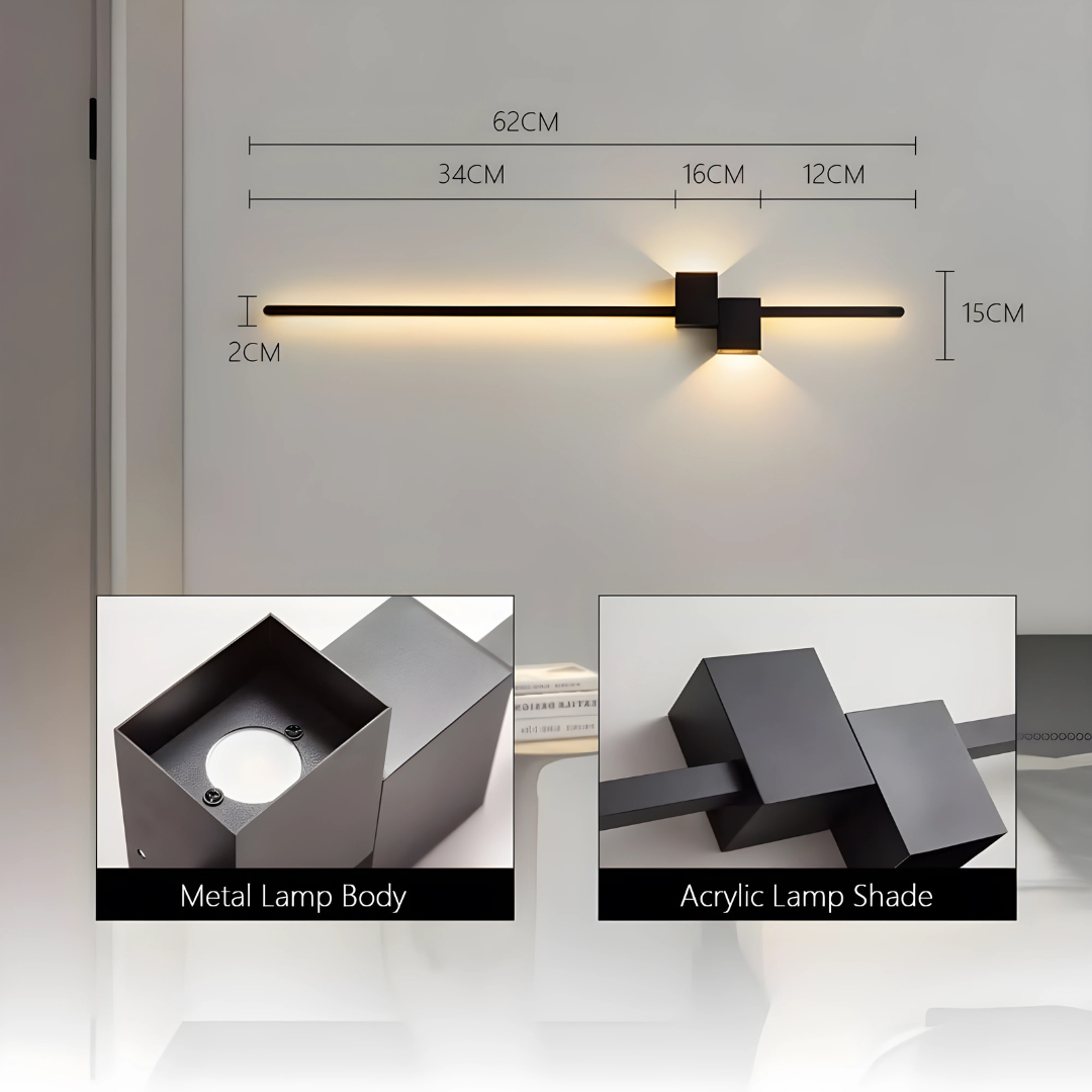 Gold Modern LED Wall Lamp Long Wall Light Fixture for Bedroom Living Room Hotel Background Decor