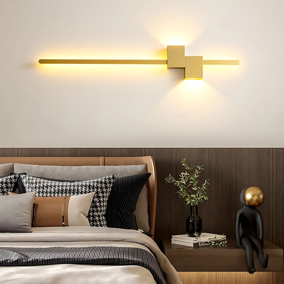 Gold Modern LED Wall Lamp Long Wall Light Fixture for Bedroom Living Room Hotel Background Decor