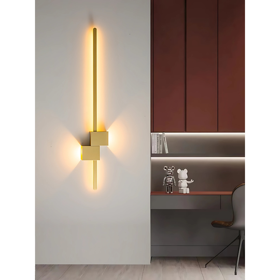 Gold Modern LED Wall Lamp Long Wall Light Fixture for Bedroom Living Room Hotel Background Decor