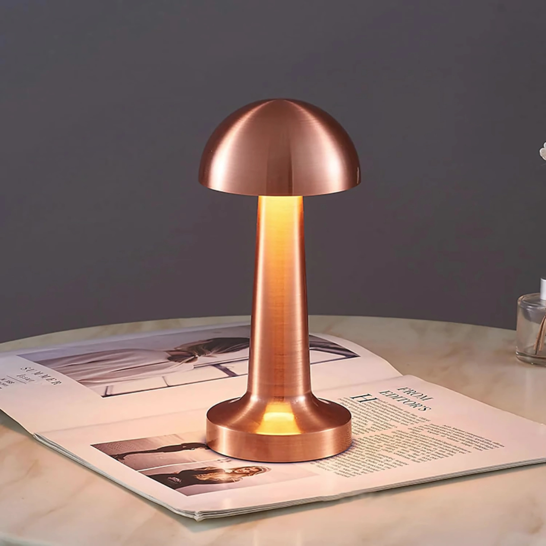 Gold Mushroom Night Lamp, LED Desk and Table Lamp for Bedroom Living Room with 3-Color Touch Control