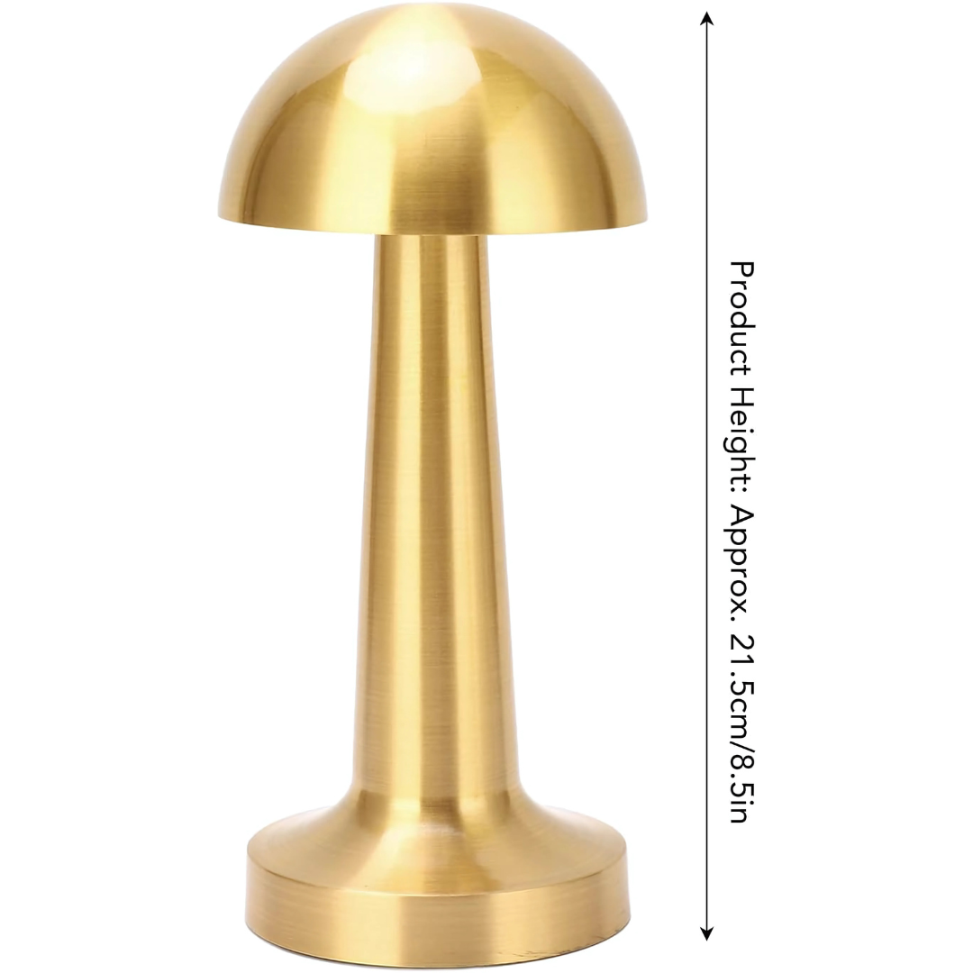 Gold Mushroom Night Lamp, LED Desk and Table Lamp for Bedroom Living Room with 3-Color Touch Control