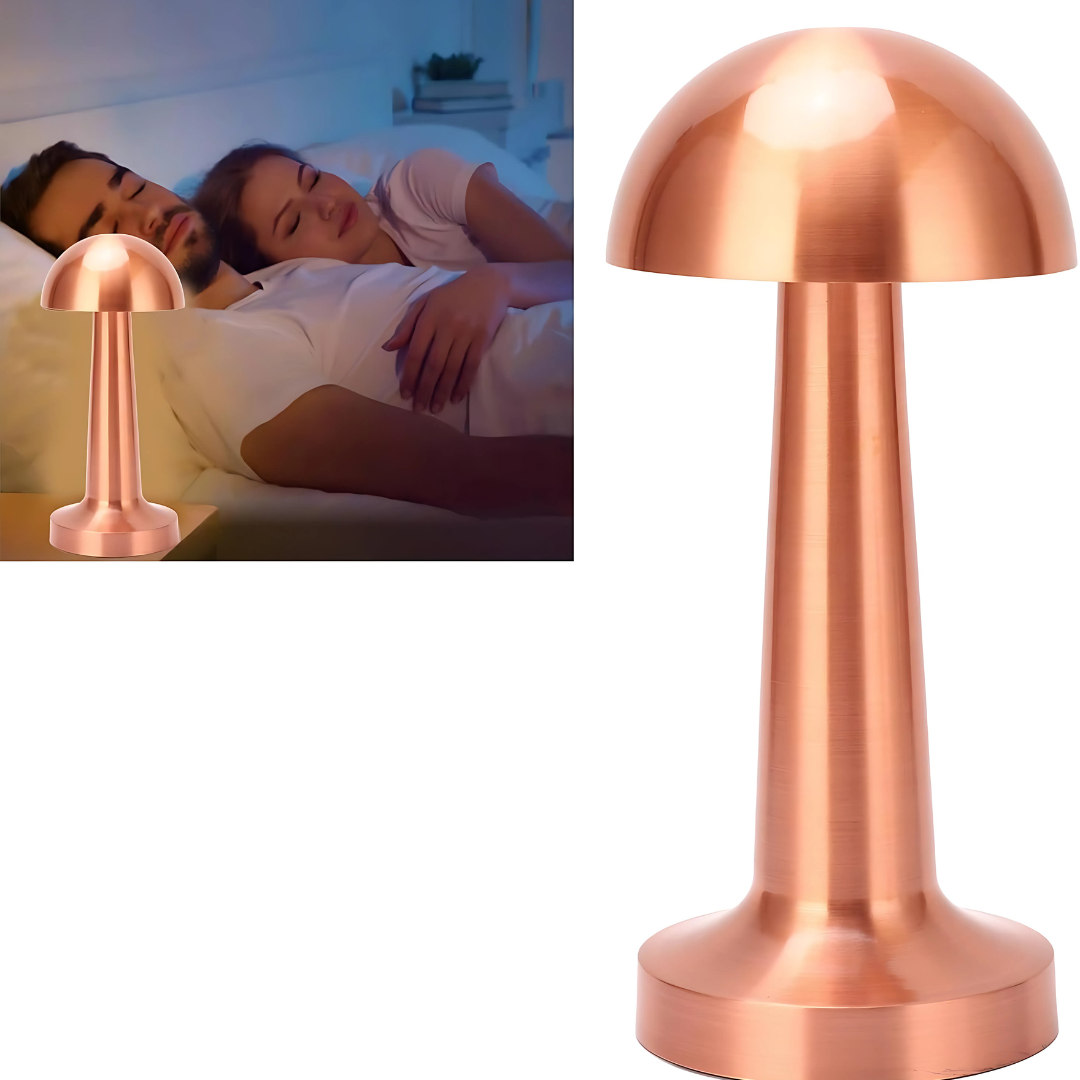 Gold Mushroom Night Lamp, LED Desk and Table Lamp for Bedroom Living Room with 3-Color Touch Control