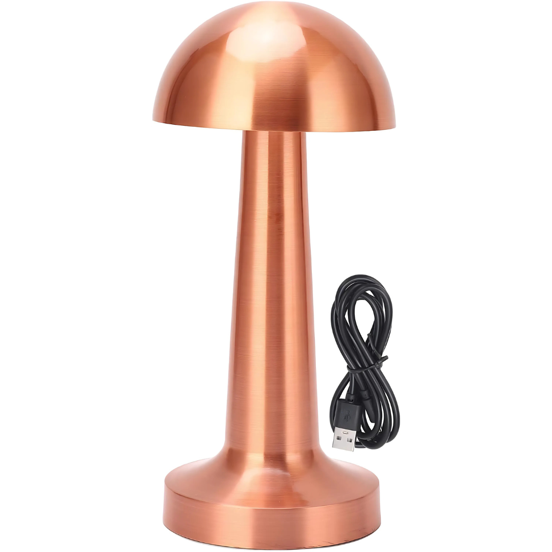 Gold Mushroom Night Lamp, LED Desk and Table Lamp for Bedroom Living Room with 3-Color Touch Control