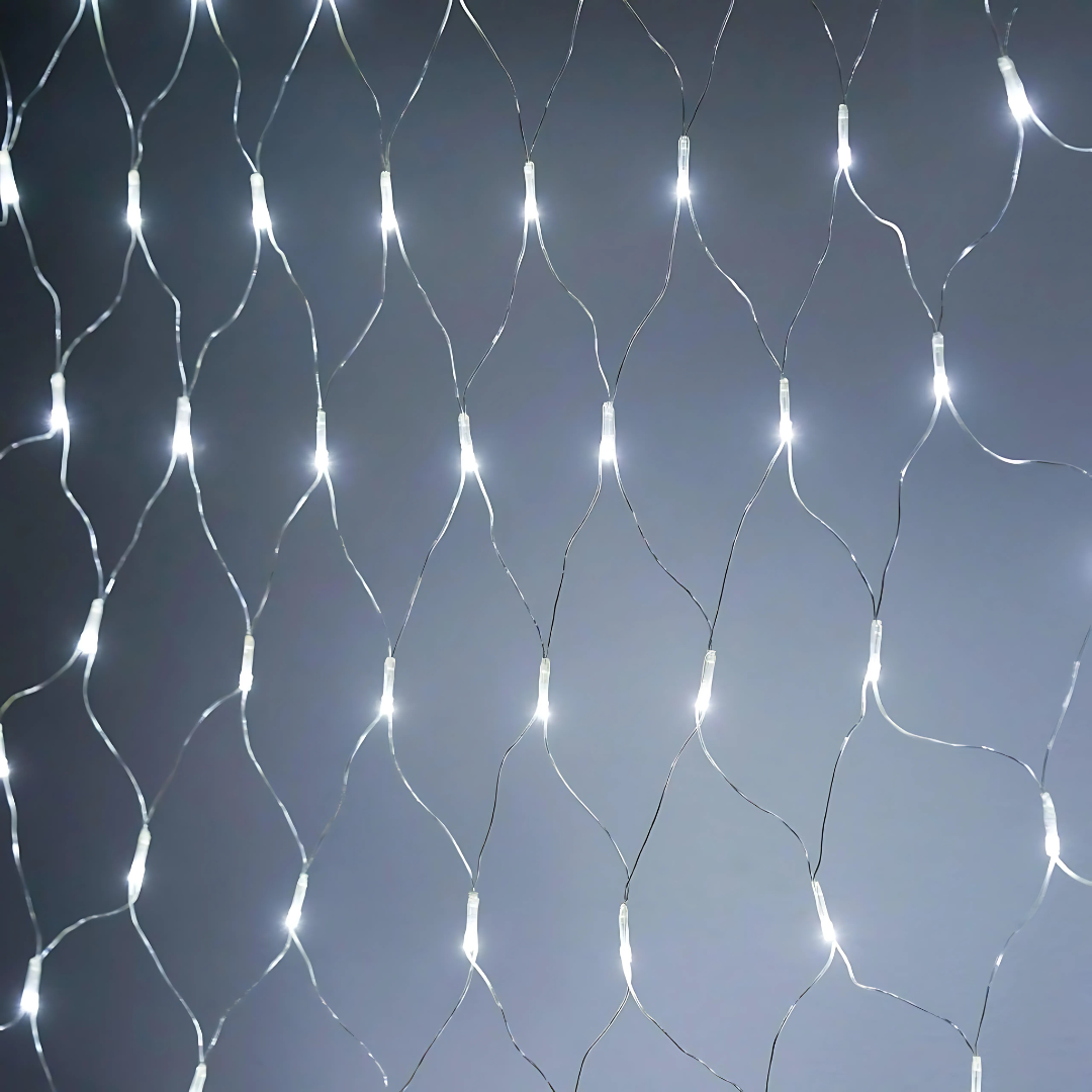 Fairy Lights 3x3m LED Net Lights, 320 LEDs, 8 Modes, Waterproof Mesh Curtain, Indoor Outdoor White