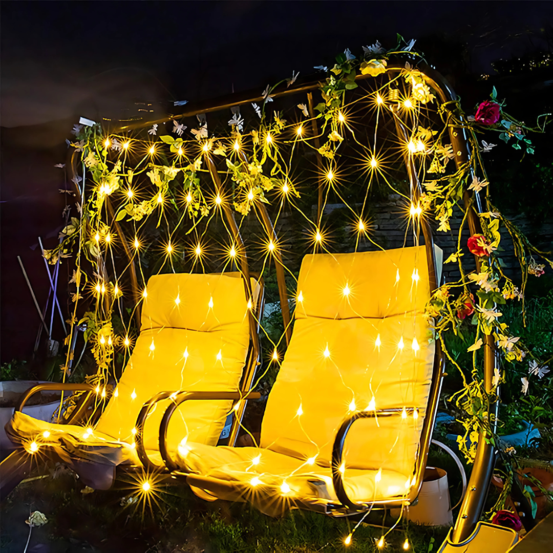 Fairy Lights 3x3m LED Net Lights, 320 LEDs, 8 Modes, Waterproof Mesh Curtain, Indoor Outdoor White