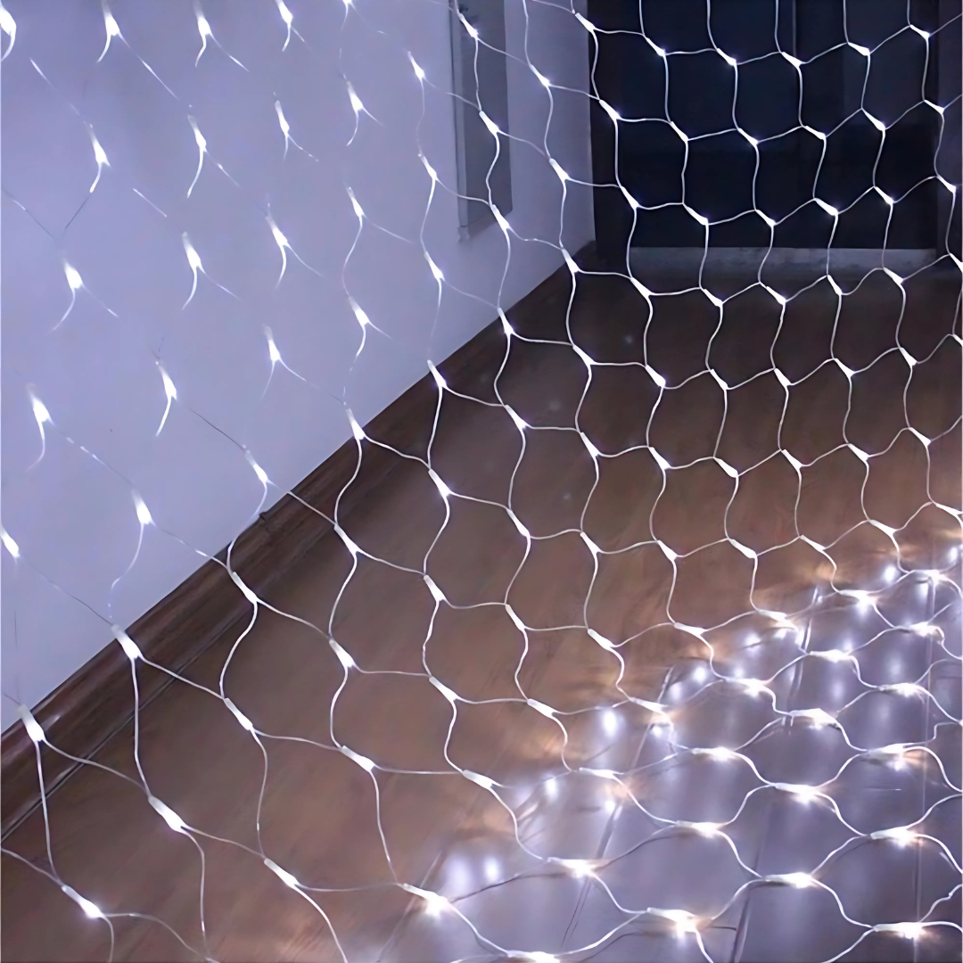 Fairy Lights 3x3m LED Net Lights, 320 LEDs, 8 Modes, Waterproof Mesh Curtain, Indoor Outdoor White
