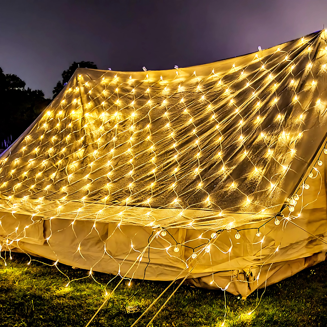 Fairy Lights 3x3m LED Net Lights, 320 LEDs, 8 Modes, Waterproof Mesh Curtain, Indoor Outdoor White