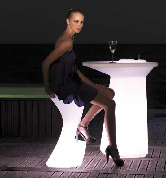 LED Bar Chair with Colorful RGB Lighting, Fixed Height Swivel Counter Stool