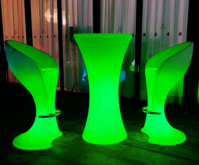 LED Bar Chair with Colorful RGB Lighting, Fixed Height Swivel Counter Stool