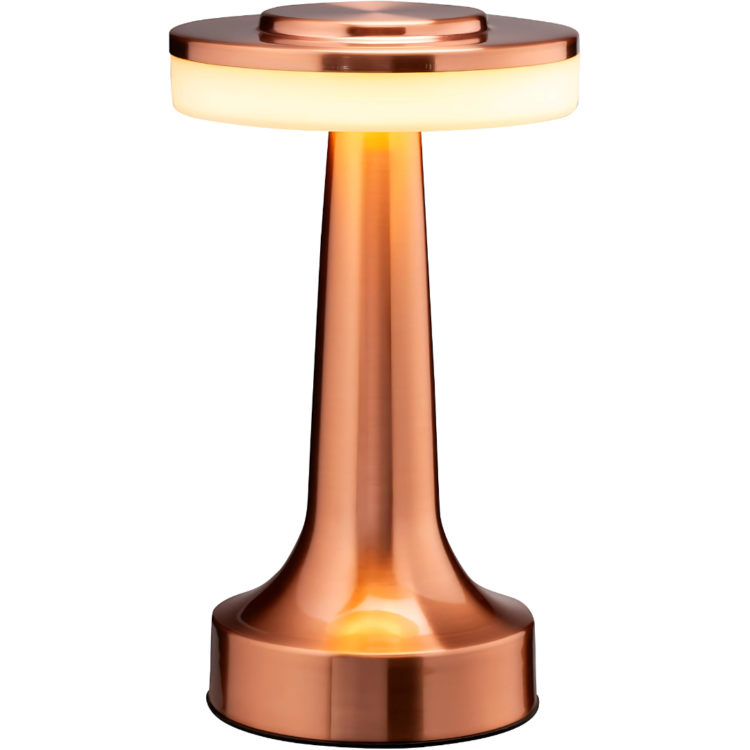 Gold Cylindrical LED Night Lamp Desk & Table Lamp for Bedroom Living Room with 3-Color Touch Control