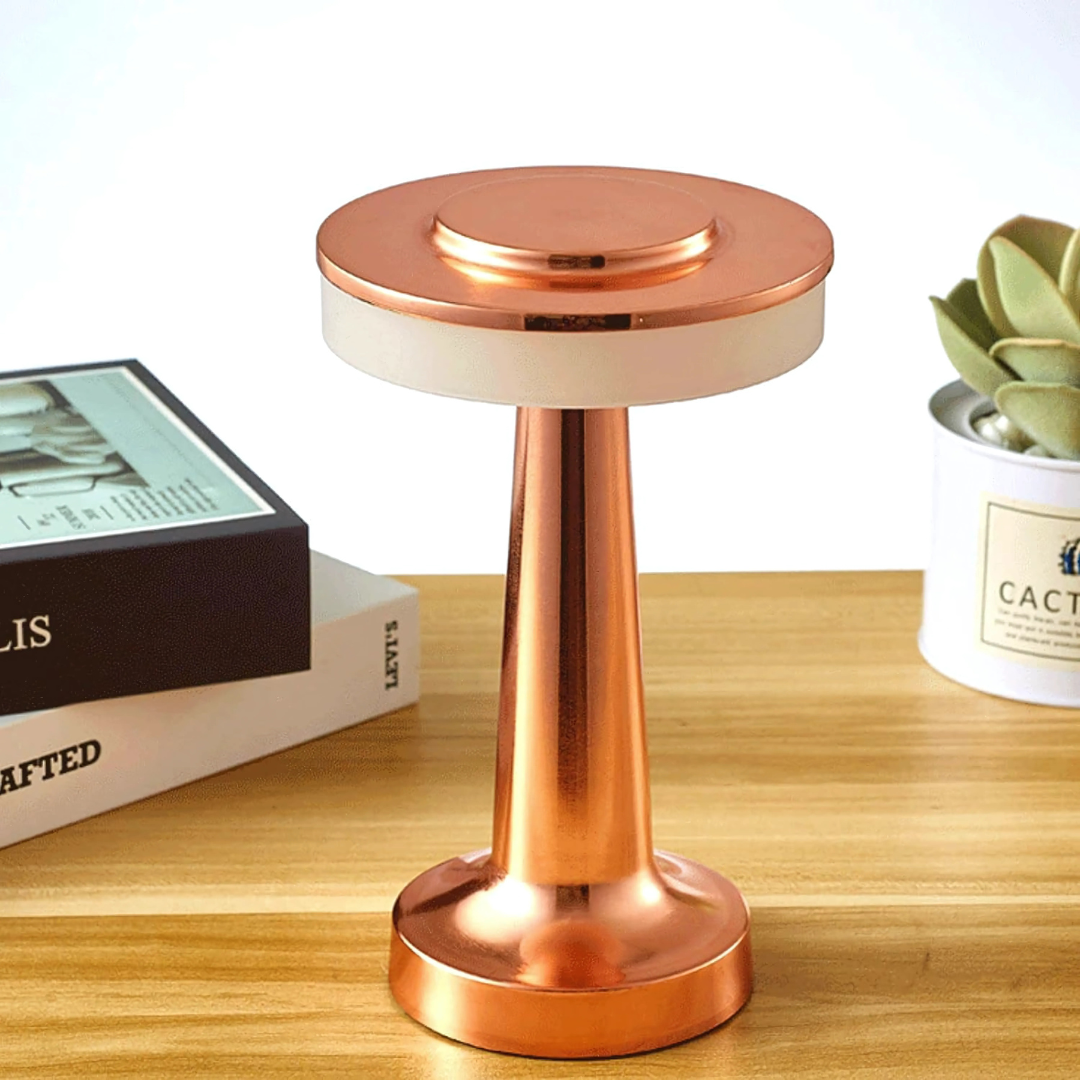 Gold Cylindrical LED Night Lamp Desk & Table Lamp for Bedroom Living Room with 3-Color Touch Control