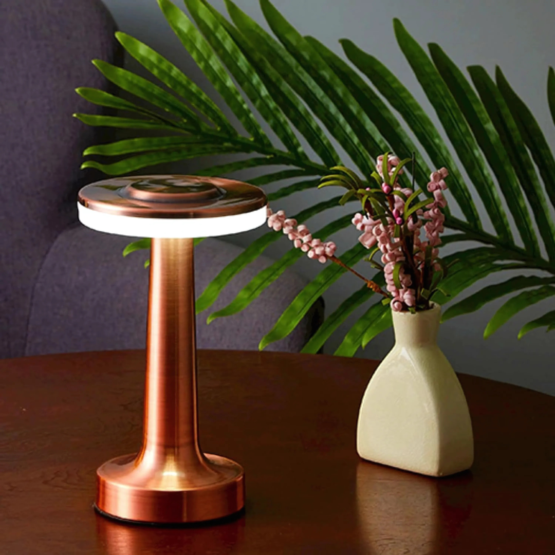 Gold Cylindrical LED Night Lamp Desk & Table Lamp for Bedroom Living Room with 3-Color Touch Control