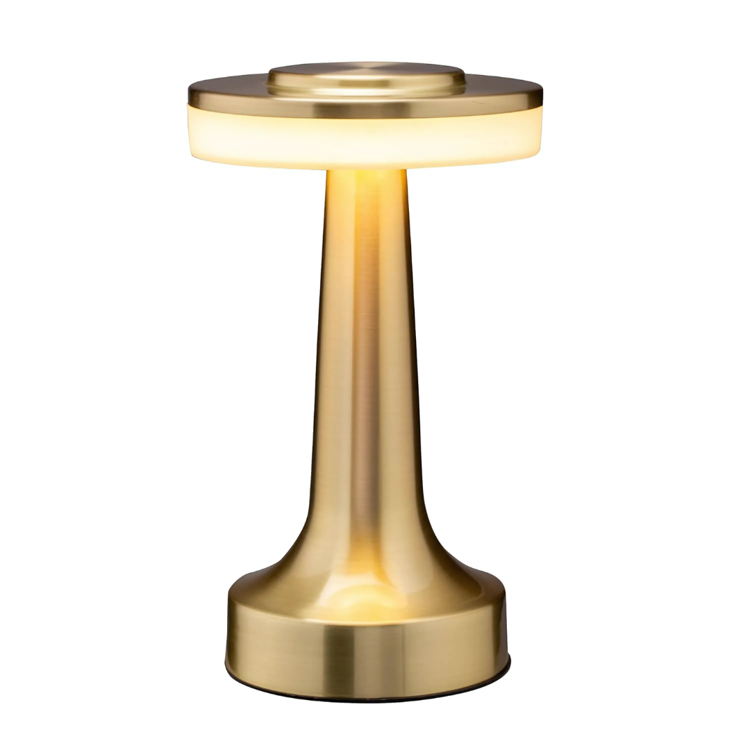 Gold Cylindrical LED Night Lamp Desk & Table Lamp for Bedroom Living Room with 3-Color Touch Control
