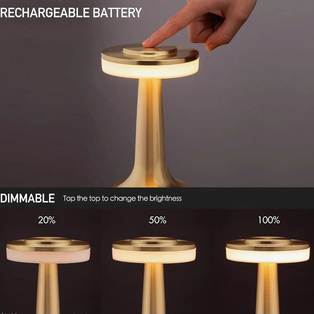 Gold Cylindrical LED Night Lamp Desk & Table Lamp for Bedroom Living Room with 3-Color Touch Control