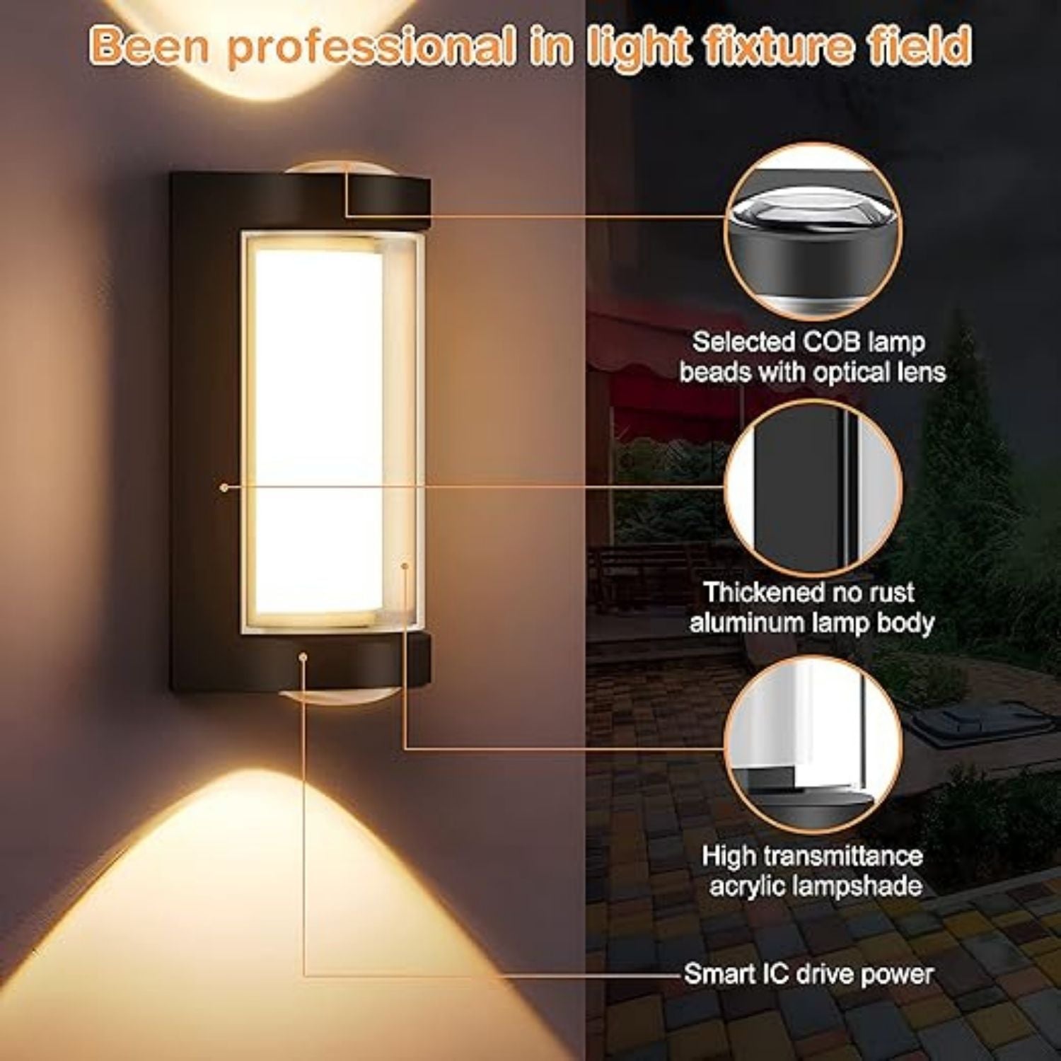 LED Wall Light Indoor/Outdoor Warm White 3000K, 25W Modern Up and Down LED IP65 For House