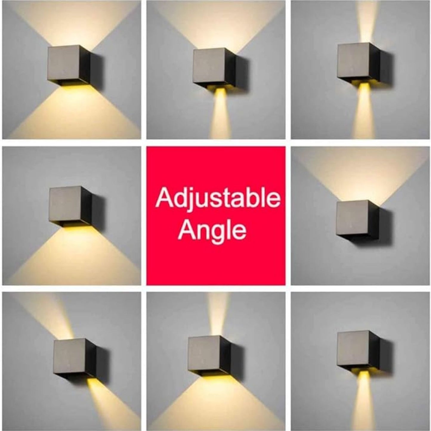 LED Aluminum Waterproof Wall Lamp,12W Black 6000K Adjustable Outdoor Garden Wall Mounted