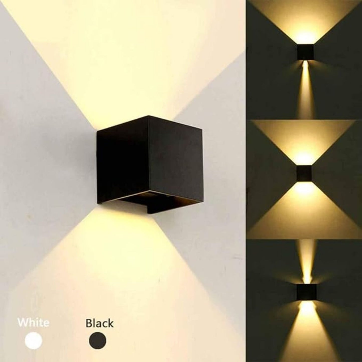 LED Aluminum Waterproof Wall Lamp,12W Black 6000K Adjustable Outdoor Garden Wall Mounted